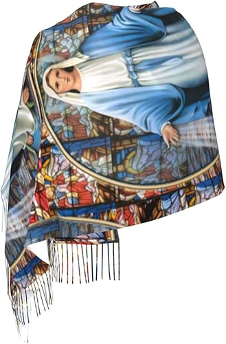 Miniatura 8 de Sxidodv Bufandas de borla de Virgen María, bufanda pashmina suave y cálida, chales grandes y envolturas, bufandas ligeras para mujer.
