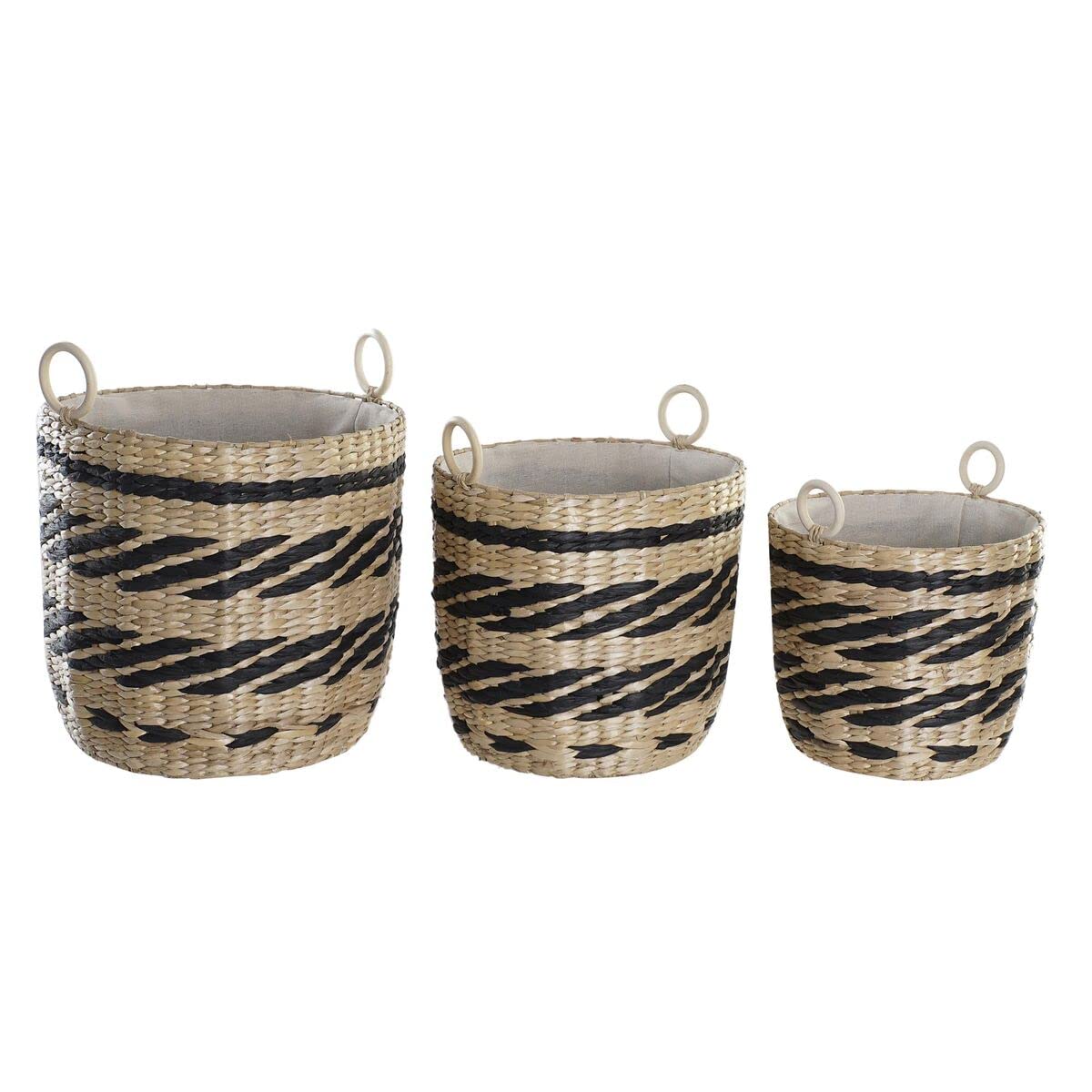 Panier de rangement en fibre noire et naturelle DKD Home Decor 38cm