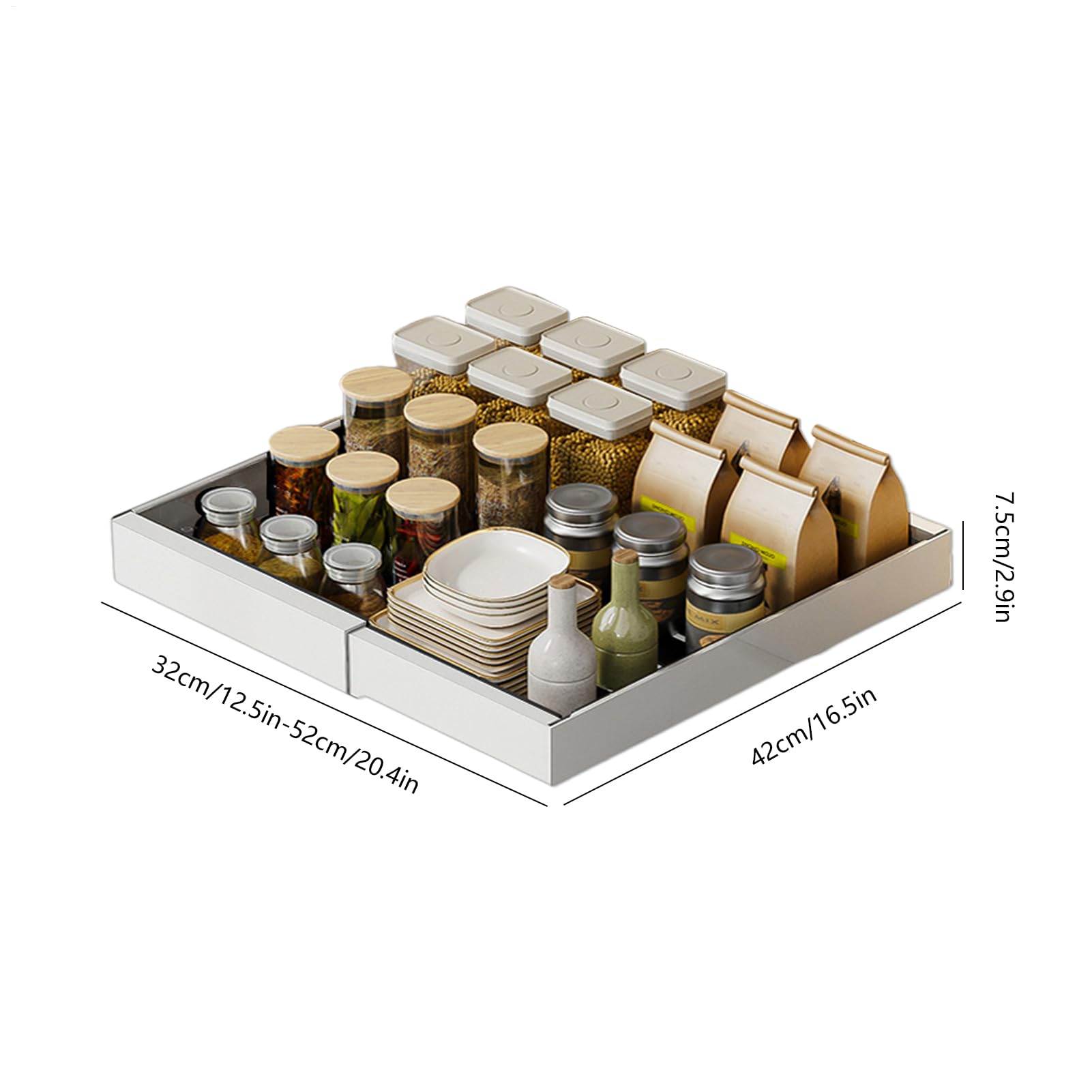Organizer Sottolavello Robusto Cestello Estraibile Senza Foratura | Ripiani Scorrevoli Estraibili Sottolavello Ripiano Contenitore Multiuso Cucina Bagno Dispensa Armadio Lavanderia Ripostiglio