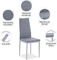 Vista 5 de Juego de mesa y silla de comedor de 5 piezas, juego de mesa de comedor para 4 mesas de cocina con 4 sillas, mesa rectangular de cristal con 4 sillas