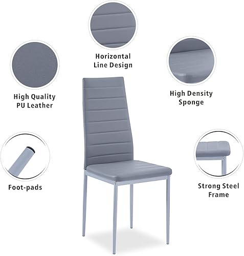 Miniatura 59 de Juego de 4 sillas de comedor, silla auxiliar tapizada, sillas modernas de cocina y comedor, silla de comedor de piel sintética lavable con patas de