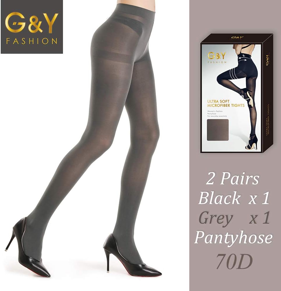 G&Y 2 Pairs Semi Opaque Tights for Women - 70D Microfiber Control Top Pantyhose - Image 5