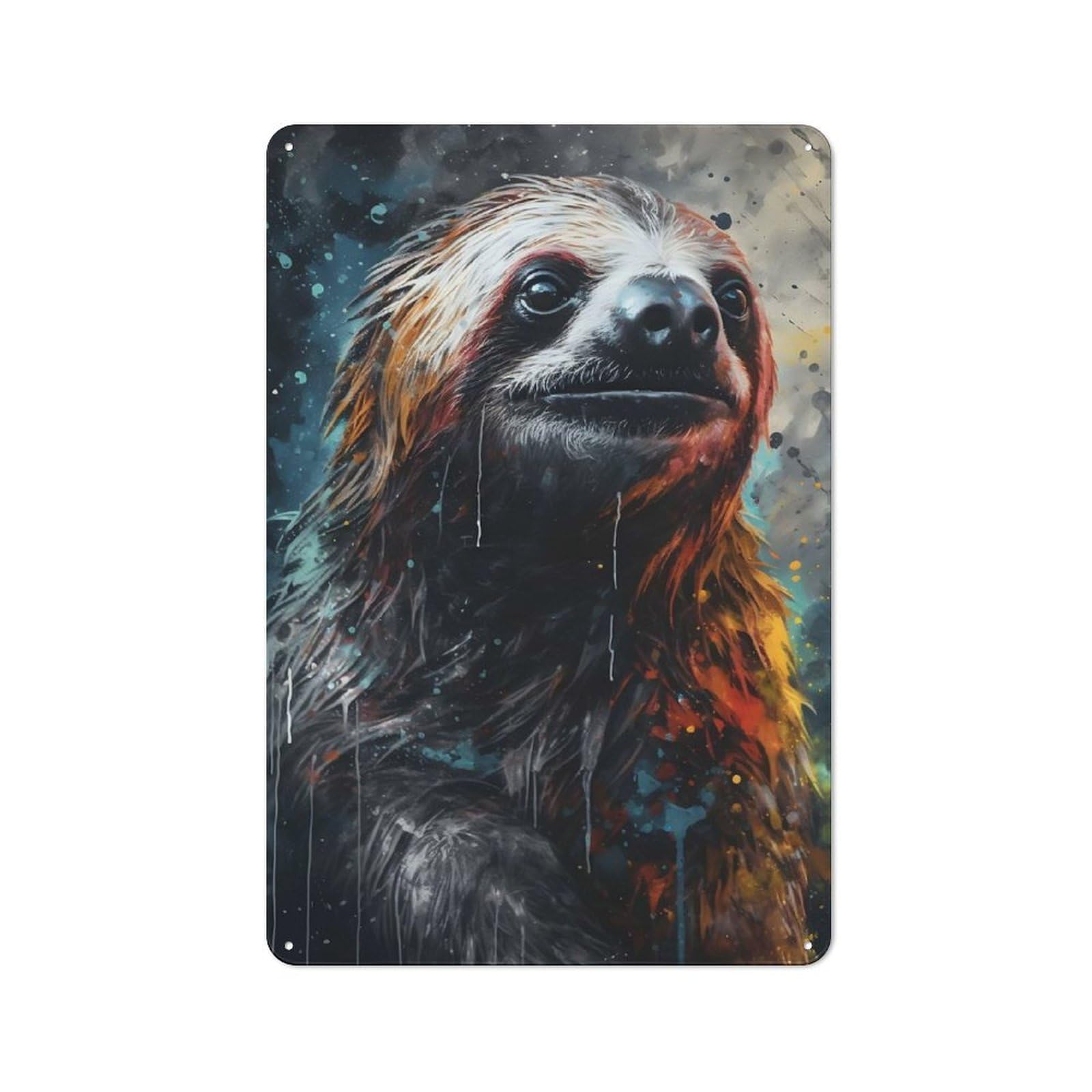 Junmoney Charcoal Sloth Portrait Vintage Metal Wall Sign 30X20cm For Garage Or Workshop, For Metal Sign Collectors, For Garage And Workshop Walls