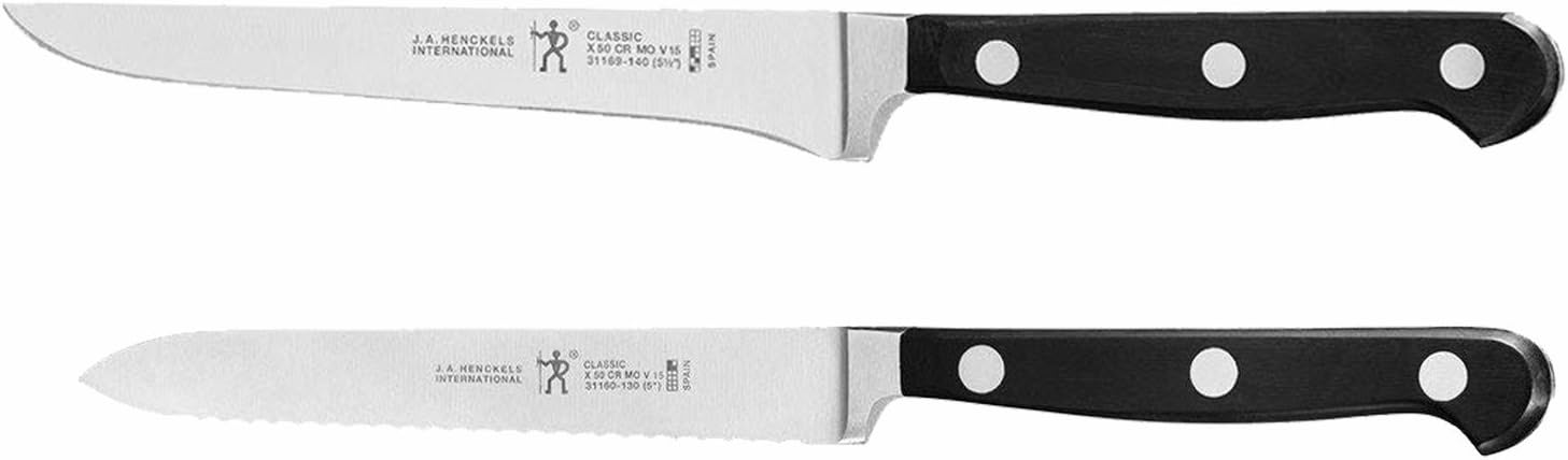 J.A. Henckels International Classic 5-Inch Serrated Utility Knife with 5.5-Inch Boning Knife