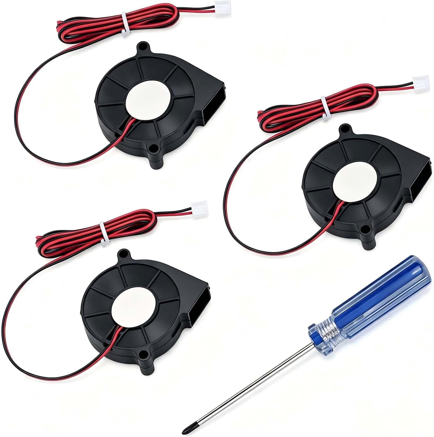 RUNCCI-YUN 3 Pcs DC 12V 3D Printer Cooling Fan Blower Fan for Cooling Heatsinks 3D Printer(50 x 50 x 15mm, black)