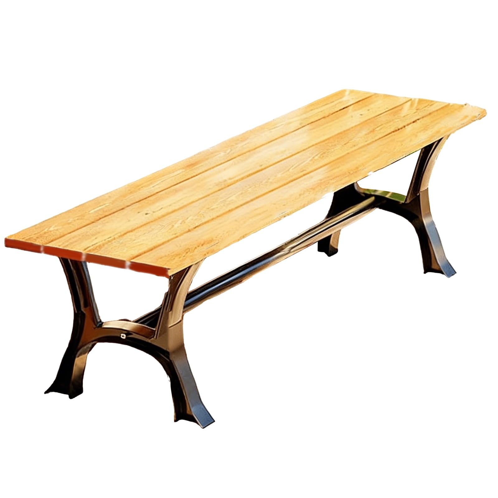 Banco Jardin Exterior Impermeable con Estructura de Madera Maciza y Hierro Fundido, Capacidad de Carga 380 Kg, Ideal para Parques(Beige,180x43x39cm/71x17x15in)