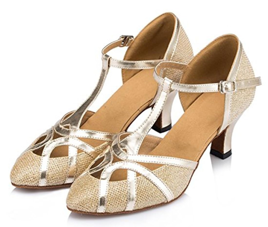 MGM-Joymod T-Starp - Zapatos de baile latino sintéticos con purpurina para mujer, para bodas, bailes de baile latino — view 5
