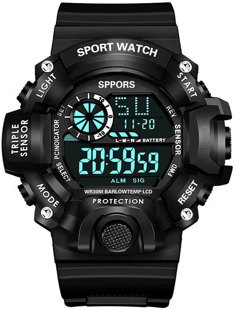 Digital Watch Shockproof Multi-Functional Automatic 3 Colours Boader Black Waterproof Digital Sport Watch for Men's Kids Watch for Boys - Watch for Men Pack of 1-image-40