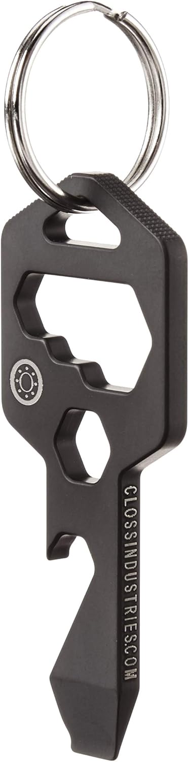 TitanKey – 8-in-1 Titanium Multitool Keychain Tool – Grade 5 Titanium – TSA Friendly EDC – Bottle Opener, Screwdriver, Wrenches, Pry Tool (Black)