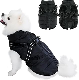 Eastlion Winter Hundemantel Warm Wasserdicht Hundejacke Welpen Hunde Kleidung Bekleidung Weste mit D-Ring,Schwarz,Größe L product image