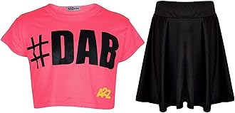 Girls T-Shirt and Skater Skirt Set Short Sleeve Top and Flared Skirt Outfit Stylish Summer Clothing for Kids Casual Matching Set for Holidays, Parties, Everyday Wear Age 5-13