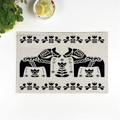 Miniatura 7 de rouihot Juego de 6 manteles individuales con patrón de bosque, hojas verdes, helecho, floral, naturaleza, delicado, antideslizante, tapete para mesa