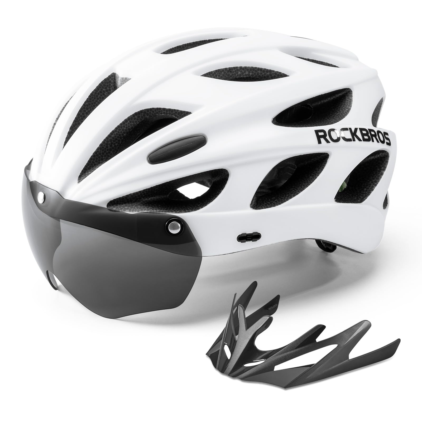 ROCKBROS Fahrradhelm Rennrad Helm Radhelm mit Abnehmbaren Visier Cityhelm Leichter Stadthelm für Damen und Herren MTB 58-61CM/58-65CM
