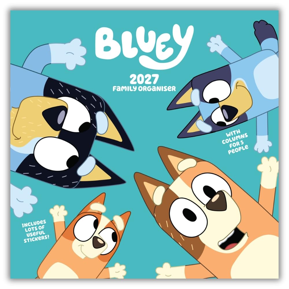 Bluey 2027 Family Organiser Wall Calendar Official Licensed Bluey Calendar, Multi-Column Family Planner, Monthly Layout Featuring Bluey, Bingo & Family Fun, for Busy Families