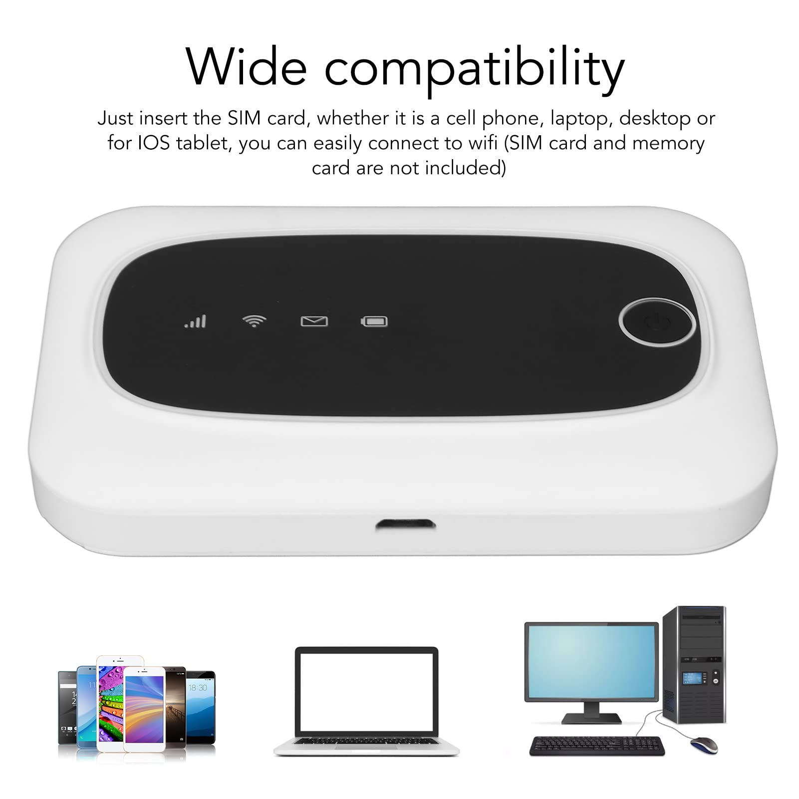 Router Bezprzewodowy, Mobilny Hotspot 4G LTE Router WiFi 300 Mb/S do Tabletu, Laptopa, Telefonu Komórkowego, Bateria 2000 MAh, Biały
