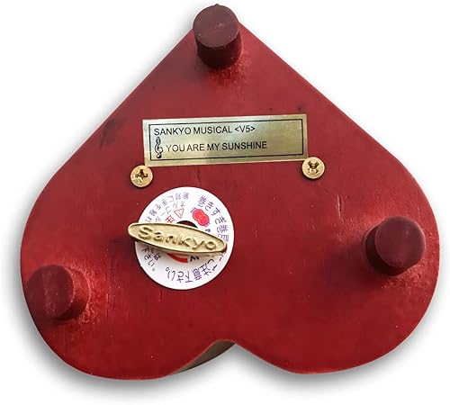 Miniatura 245 de BinkeGG Caja de música con forma de corazón hueco de madera con mecanismo musical Sankyo, melodía: Howl's M0ving Castle (Merry Go Round of Life)