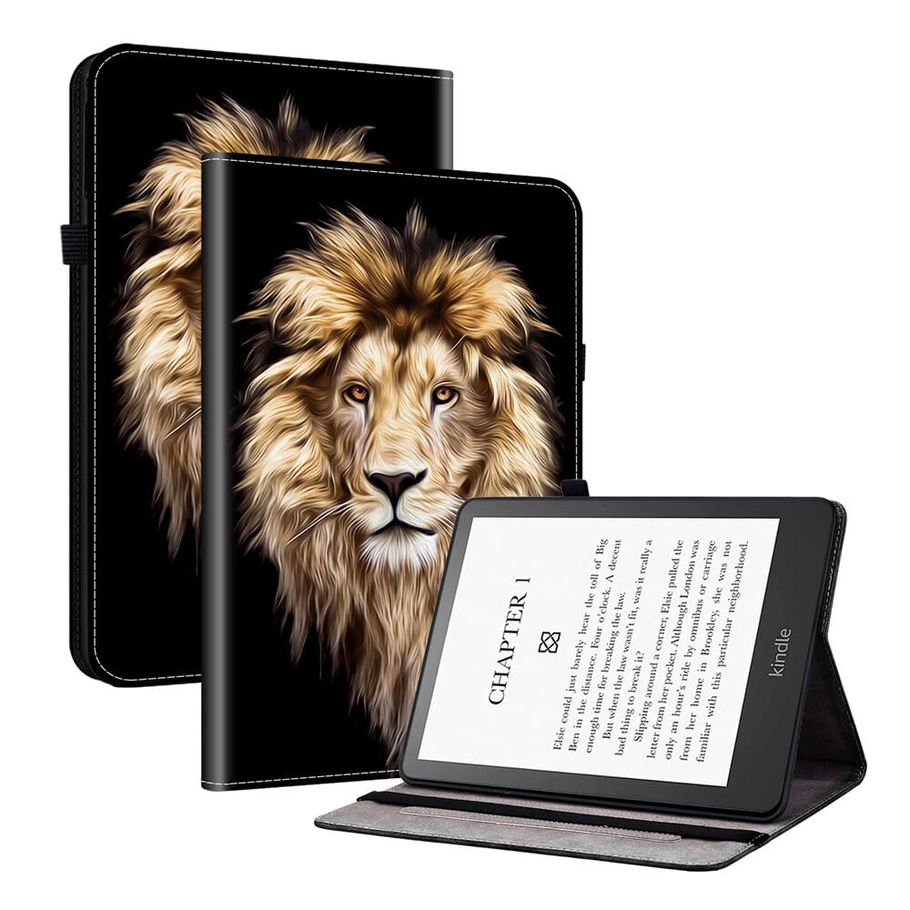 compatibile per Kindle Paperwhite (12a generazione) versione 2024 (modello: Lionselected) custodia posteriore in pelle
