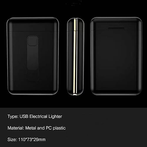 Miniatura 5 de OLDENDO Estuche para cigarrillos con encendedor, paquete portátil grande de 20 cajas de cigarrillos de tamaño regular, encendedor integrado 2 en 1,