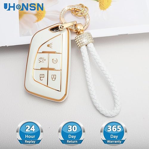 Miniatura 7 de UHONSN Funda para llavero de TPU suave, MarfilDorado