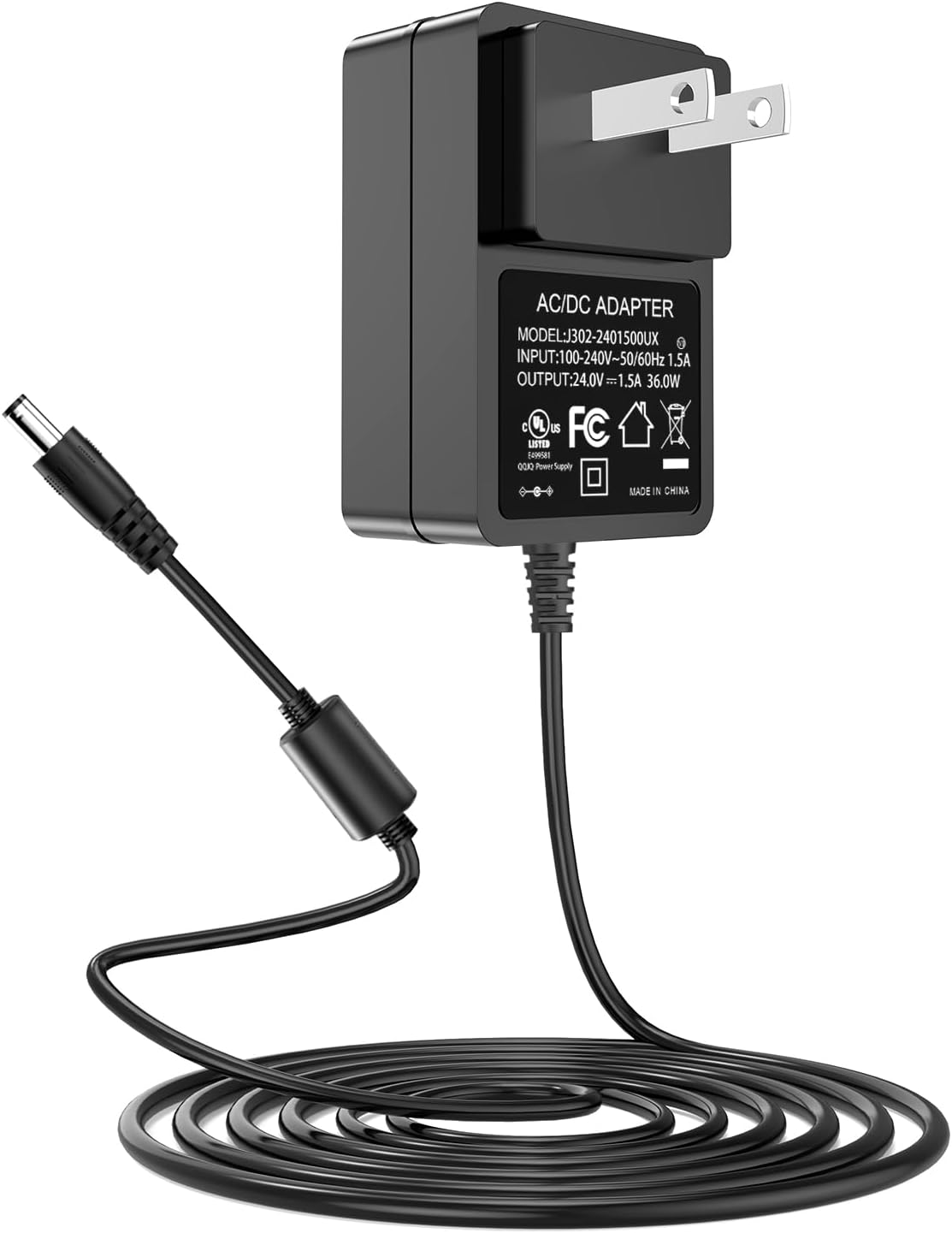 UL Listed 24V 1.5A Power Supply Compatible with 24V LED Nail Lamp Nail Dryer Bluetooth Speaker CCTV Security Cameras LED Strip Lights Diffuser Humidifier