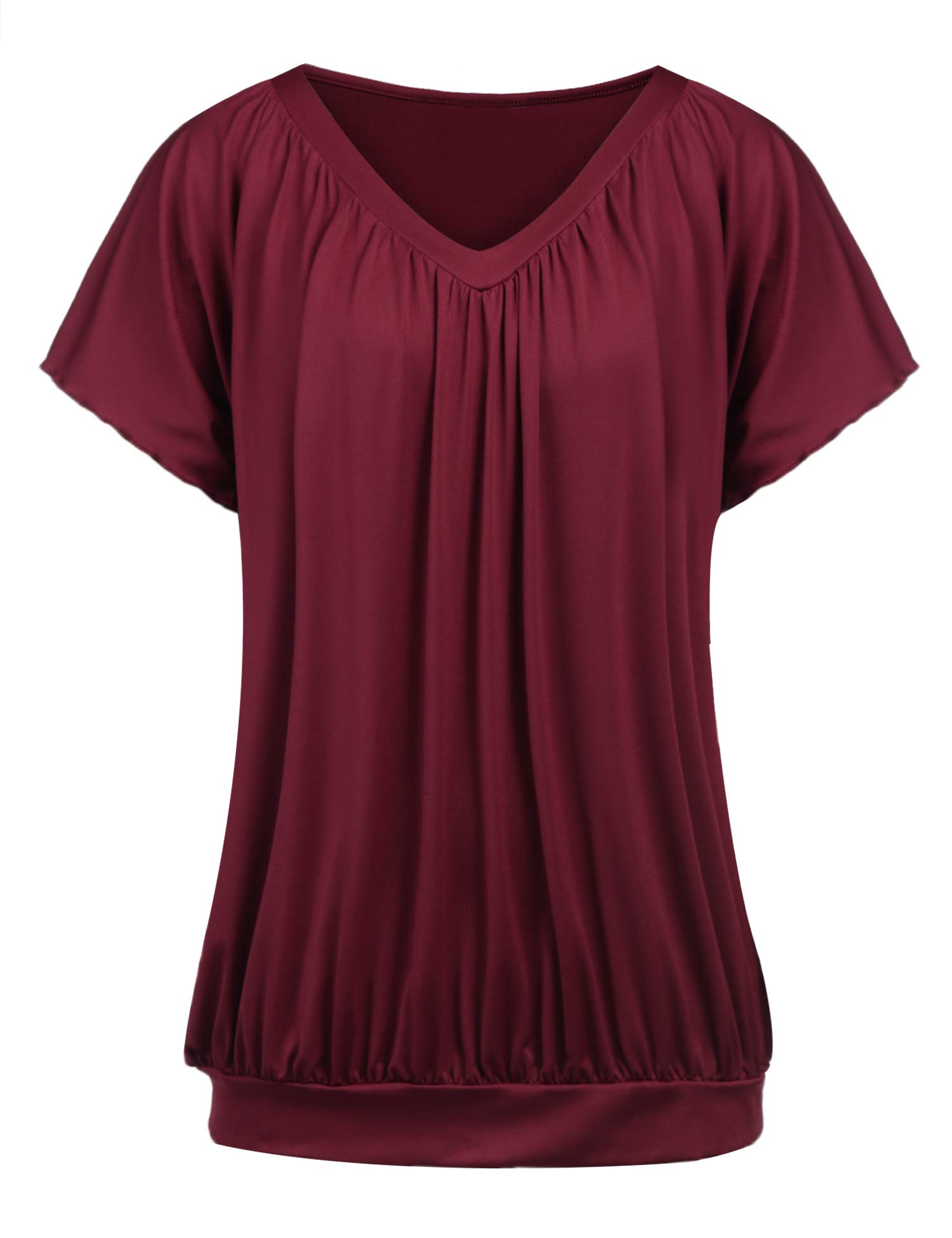 Women Plus Size Blouse Short Sleeve V Neck Blouse Dolman Top Shirt