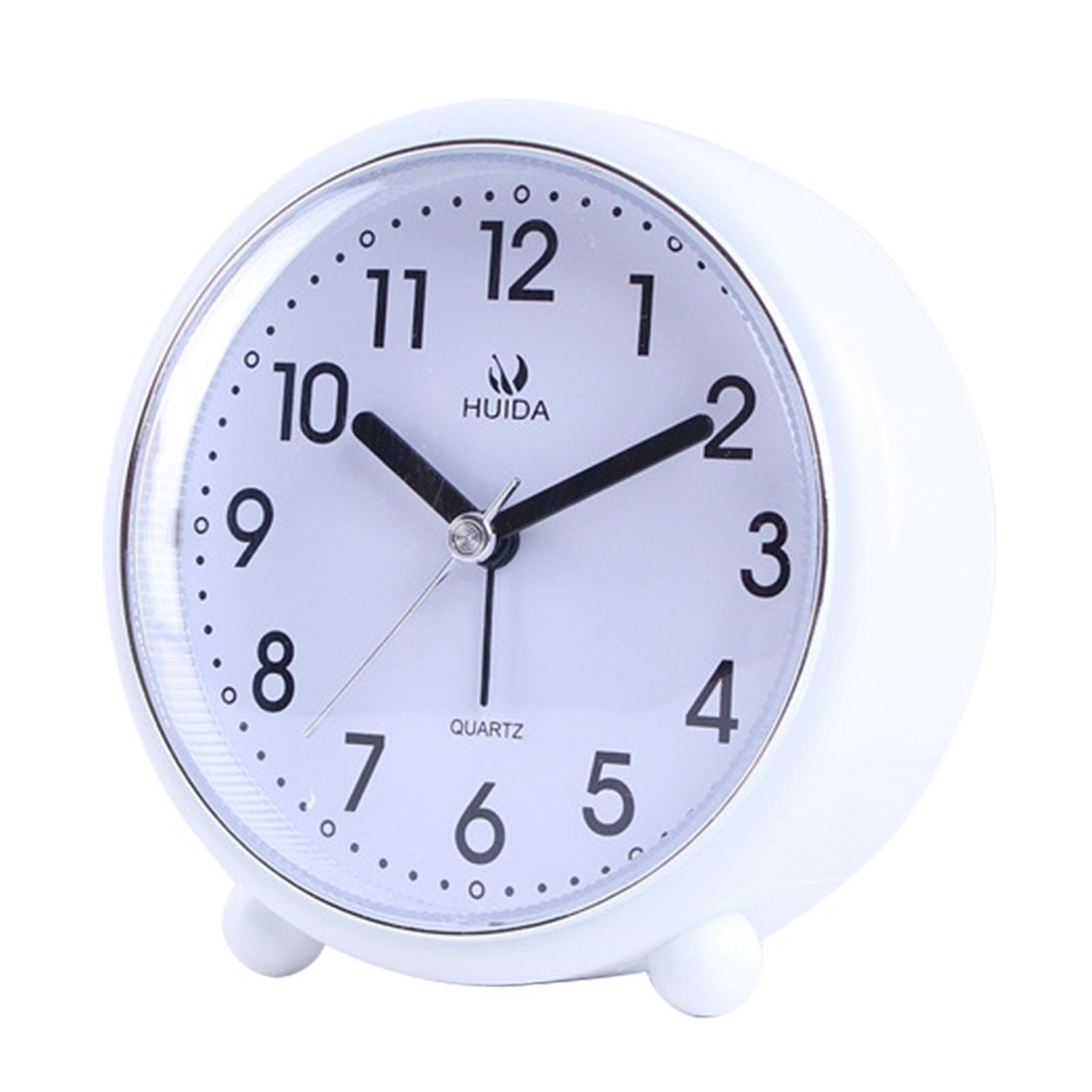 Piceioep White Quiet Analogs Alarm Clock 4Inch Nonticking Night Lights Battery Powereds Simple For Bedsides Desk Travel Use