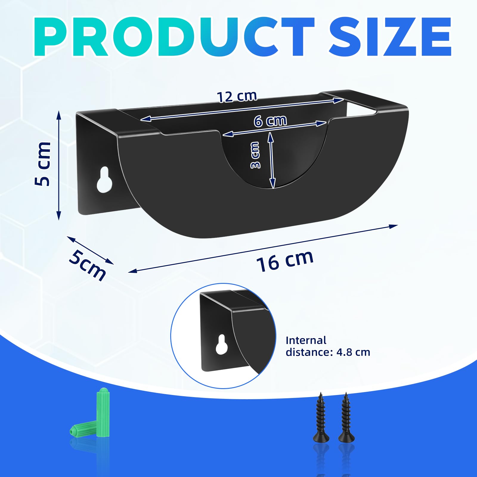 Supporto per Smerigliatrice Angolare, Supporto Smerigliatrice Angolare da Parete, Supporto per Smerigliatrice Universale con Viti di Fissaggio per Officina Garage, Acciaio Nero 16x5 cm