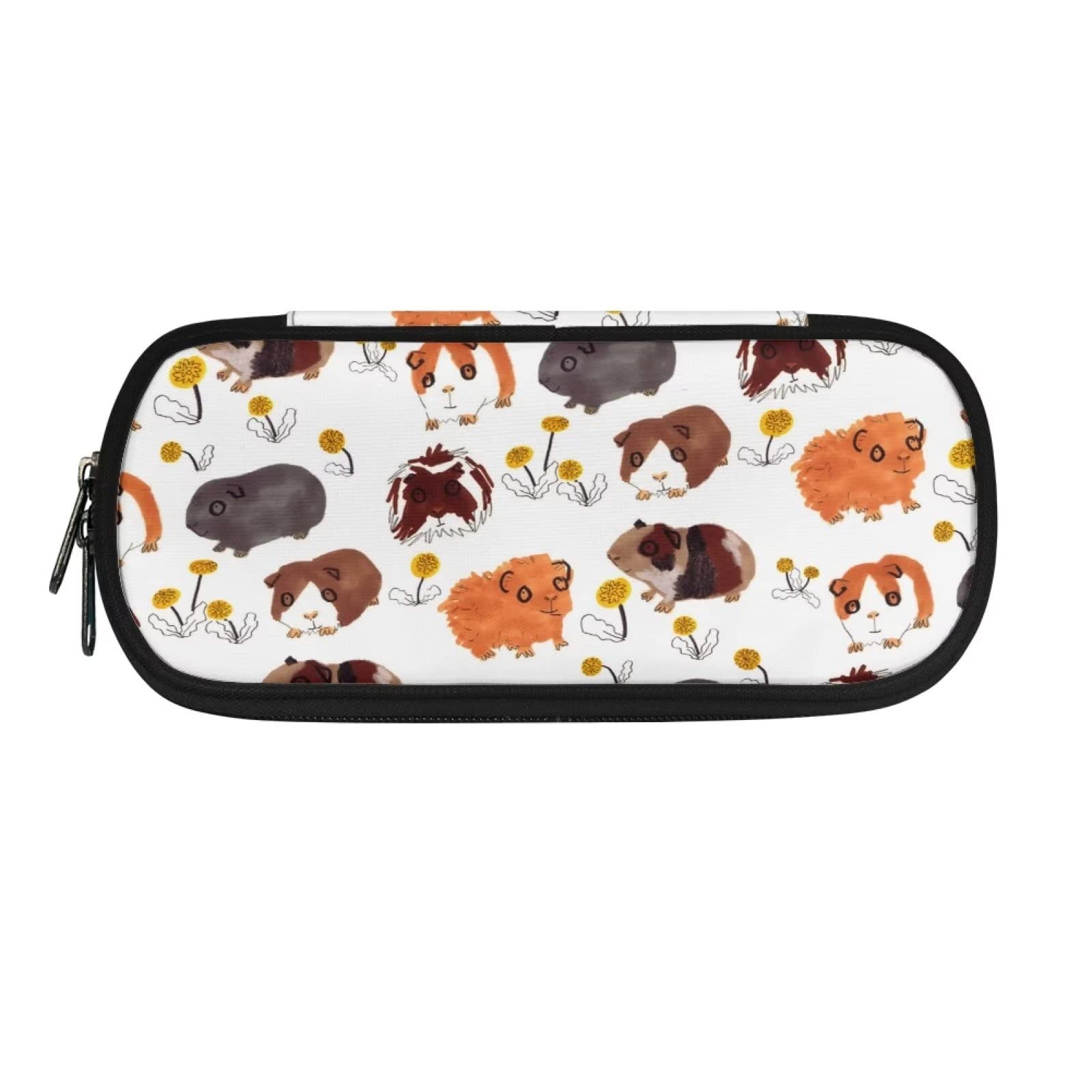 HUGS IDEA Cartoon Guinea Pig Pencil Case Big Pen Case Durable Zipper Penicl Case with Multi Compartments Kid Boys Girls School Supplies Stationery Organizer Pouch Bag — image 1