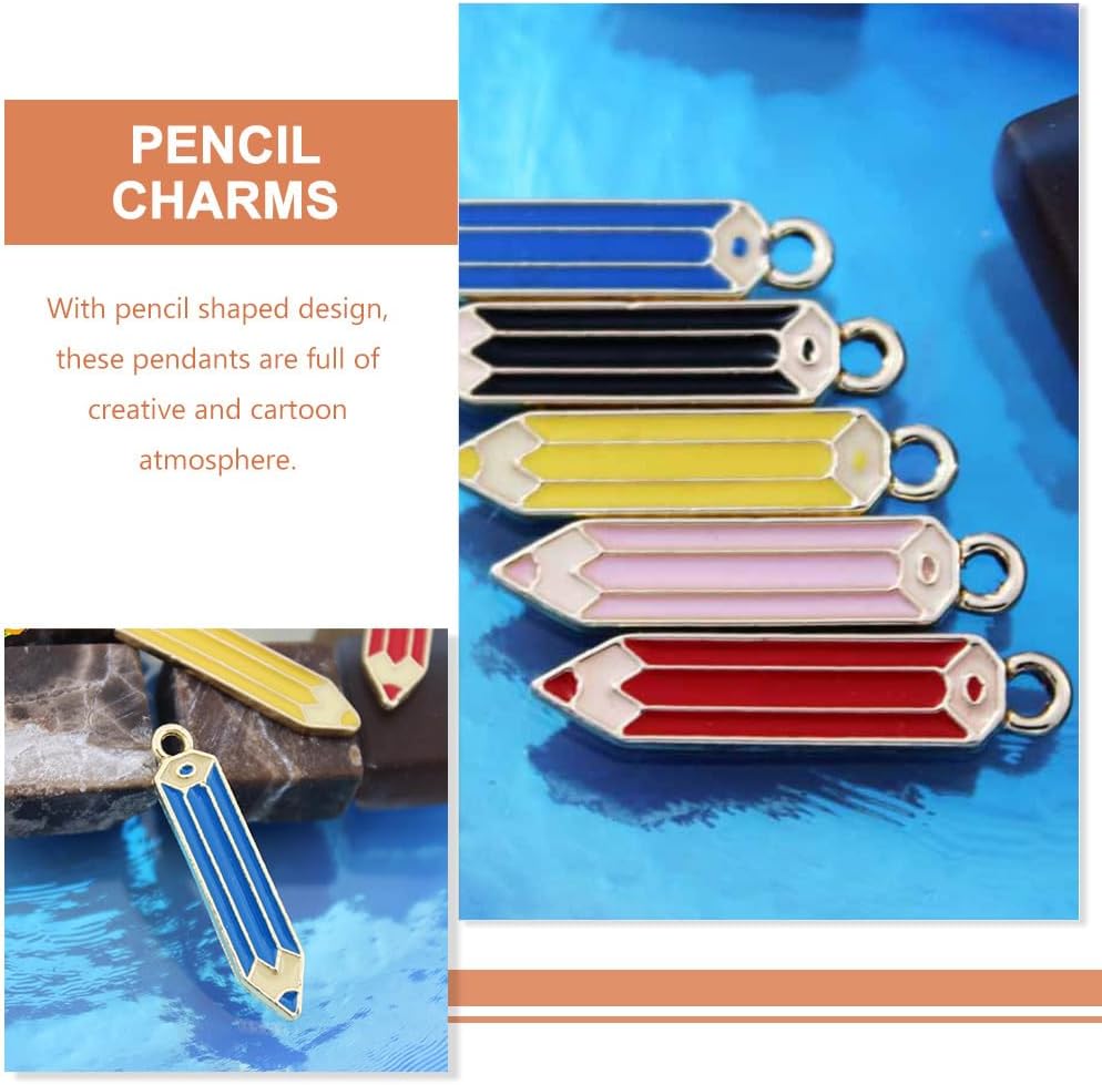 50Pcs Colored Pencil Charms 2.65In Alloy Crayon Pendants for Diy Jewelry Making Earrings Necklace Bracelet Keychain Accessories - Image 3