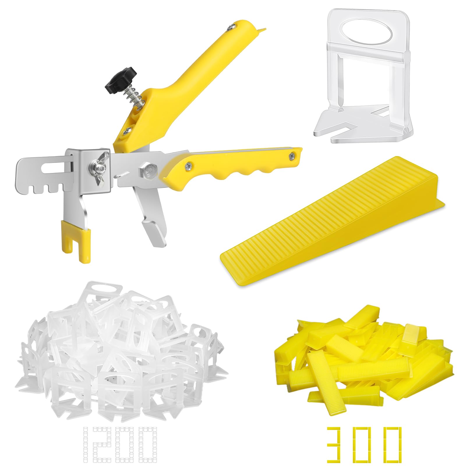 Tile Leveling System with Plier, 1200 Tile Spacers 1/16" and 300 Wedges