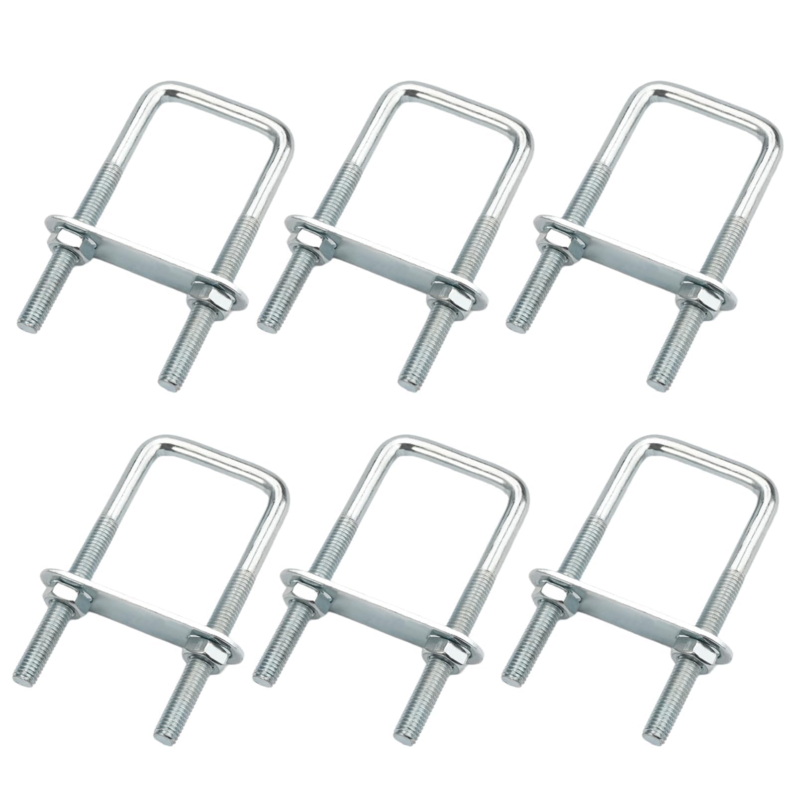 6 Pieces M8 Bolts Square U-Bolts 40mm Inner Width 100mm Length