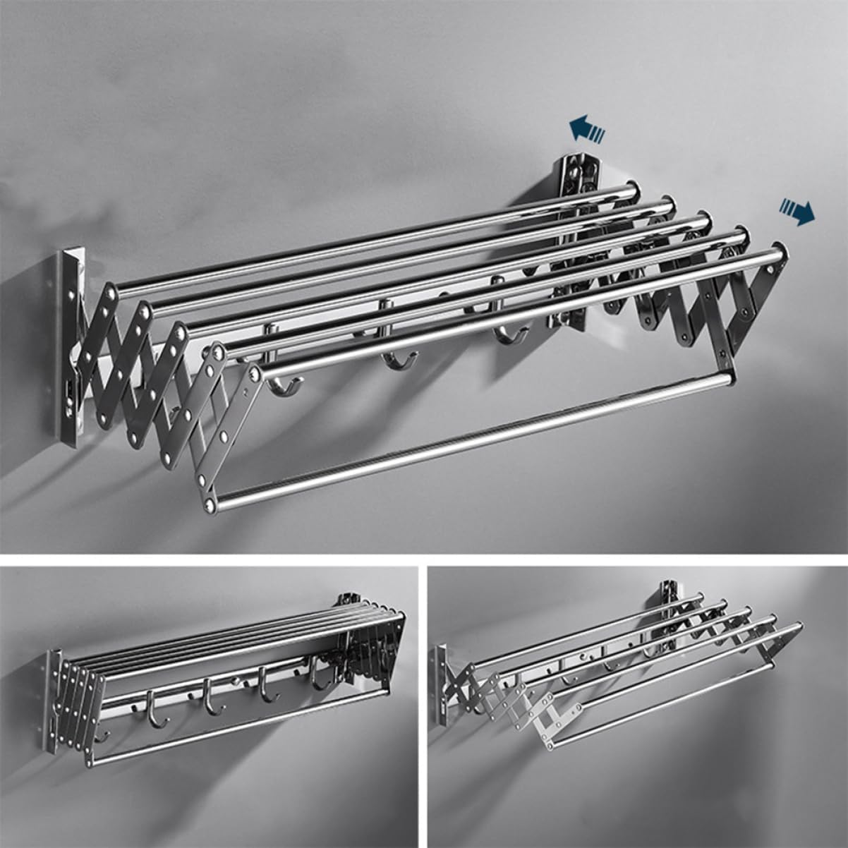 ABOOFAN Telescopic Bathroom Storage Rack 50cm Stainless Steel Wall Mount Towel Hanger Easy Installation Rustproof Design for Kitchen and Bathroom Organization