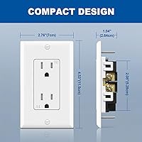 Vista 5 de CML Decorator - Toma de corriente para pared, paquete de 50 tomas eléctricas estándar de 15 amperios, 15 A/125 V, 2 polos y 3 cables, placa de pared
