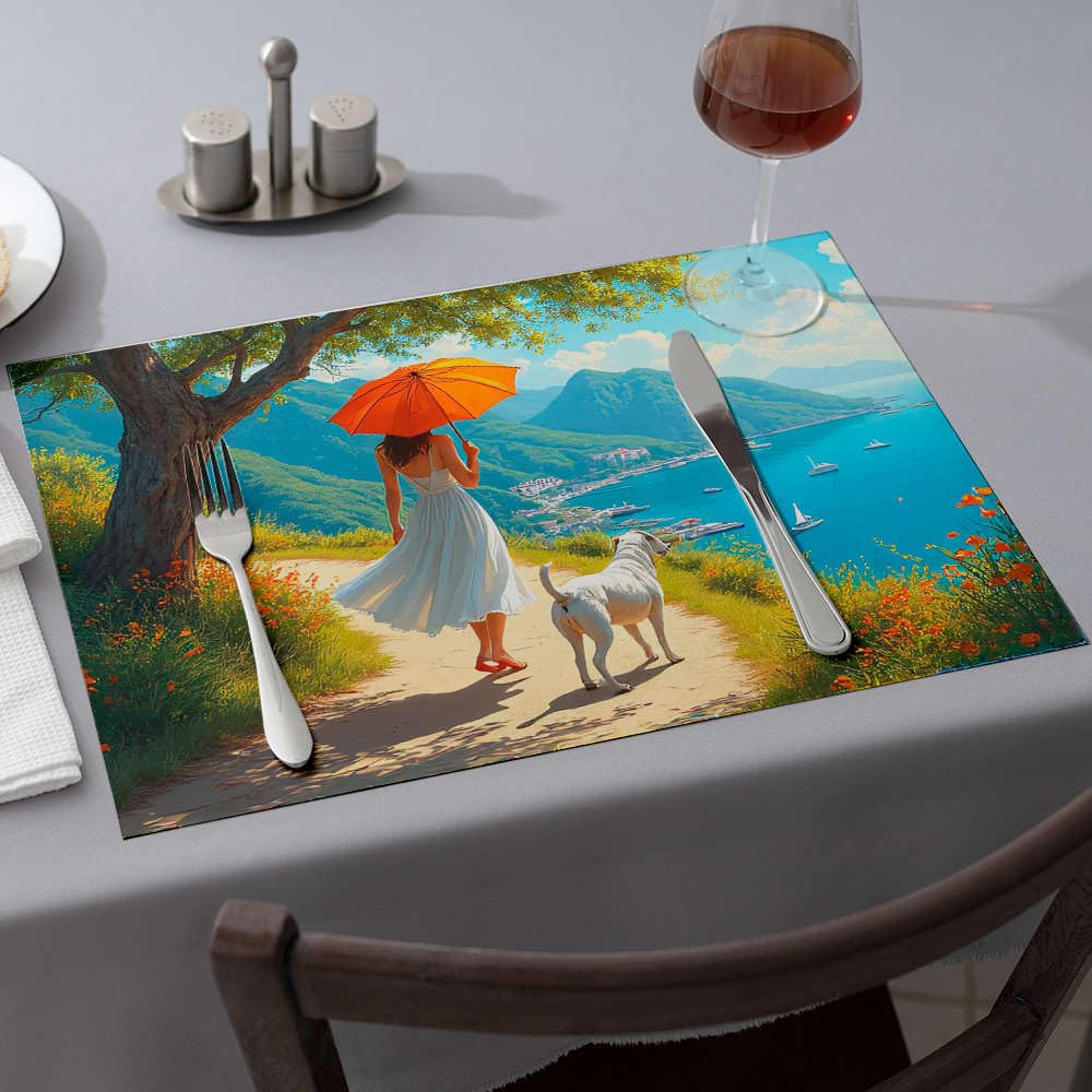 Lot de 6 sets de table roses motif bord de mer pour habiller votre table de salle à manger