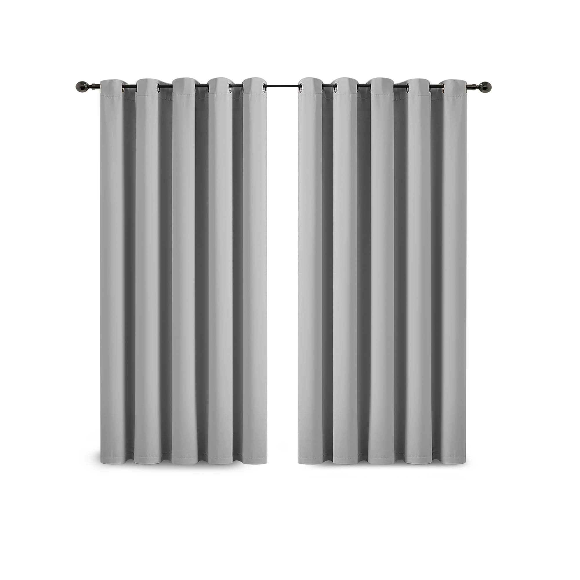 Yorkshire Bedding Eyelet Blackout Curtain 46 x 54 Inch Bedroom Thermal Insulated Light Grey Curtains for Bedroom Darkening Panels + 2 Tiebacks