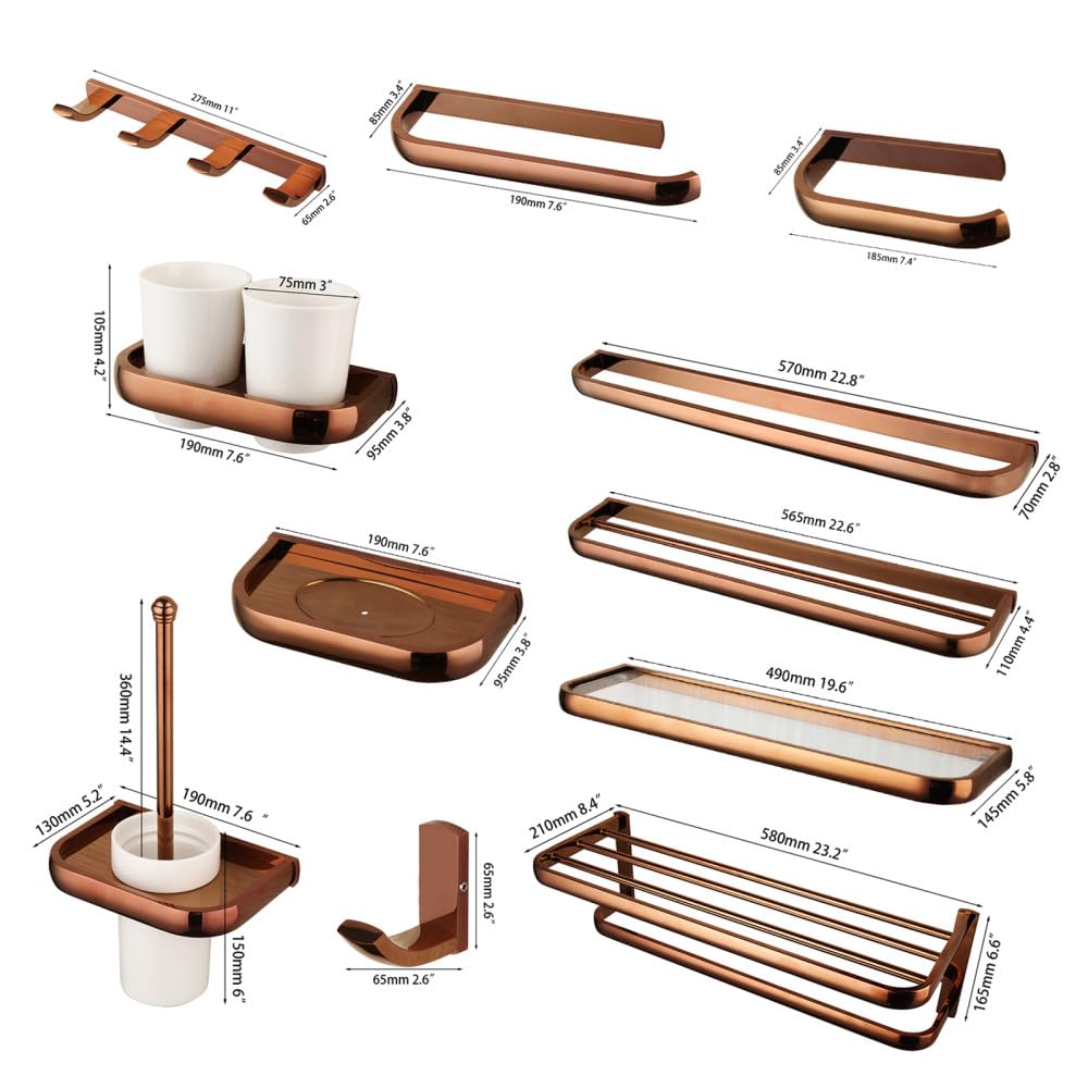 Accesorios de baño de Oro Rosa, Cepillo de baño de latón Macizo, Soporte de Papel, jabonera, Estante de Toalla, Kit Combinado de Montaje en Pared, jabonera