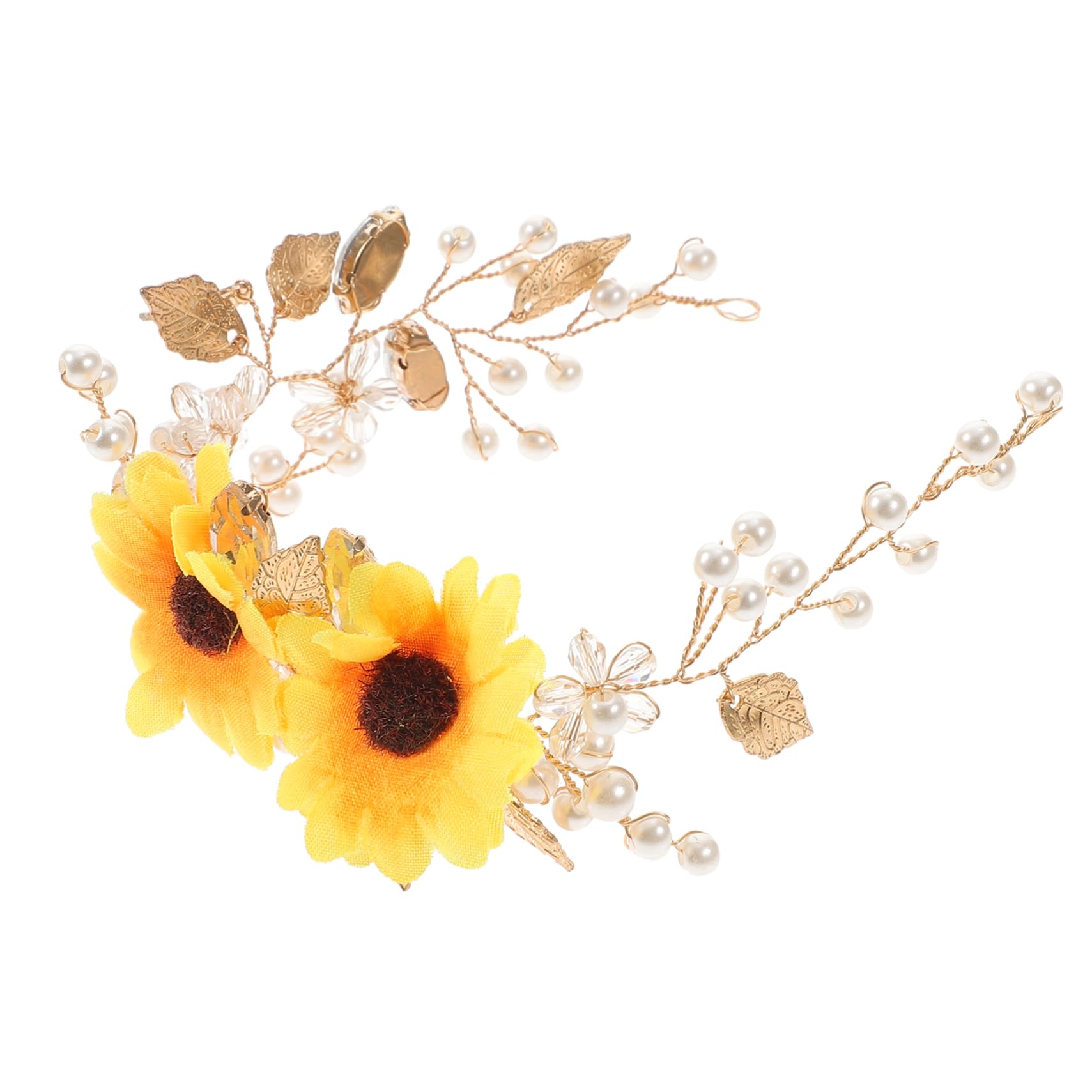CALLARON Sunflower Bride Headband Wedding Tiara Decorative Floral Hair Accessory for Women Special Occasions Proms Bridal Showers