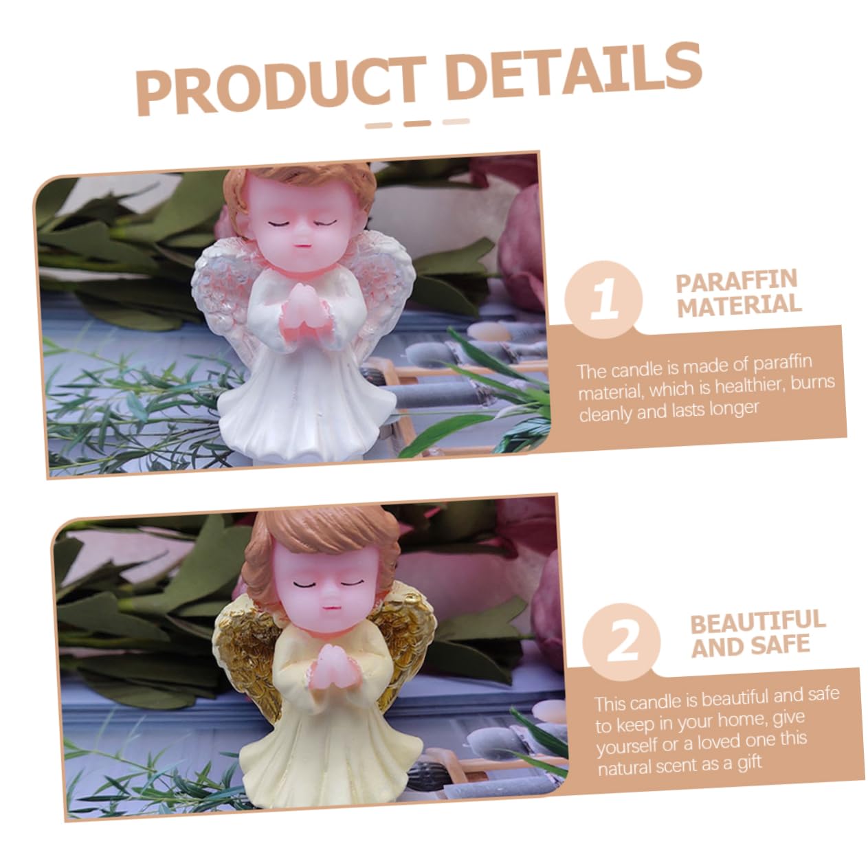 8piezas Velas Decorativas Forma De Ángel para Pasteles y Fiestas De Velas para Cumpleaños Decoración De Tartas para Niño Niña y Celebraciones Especiales