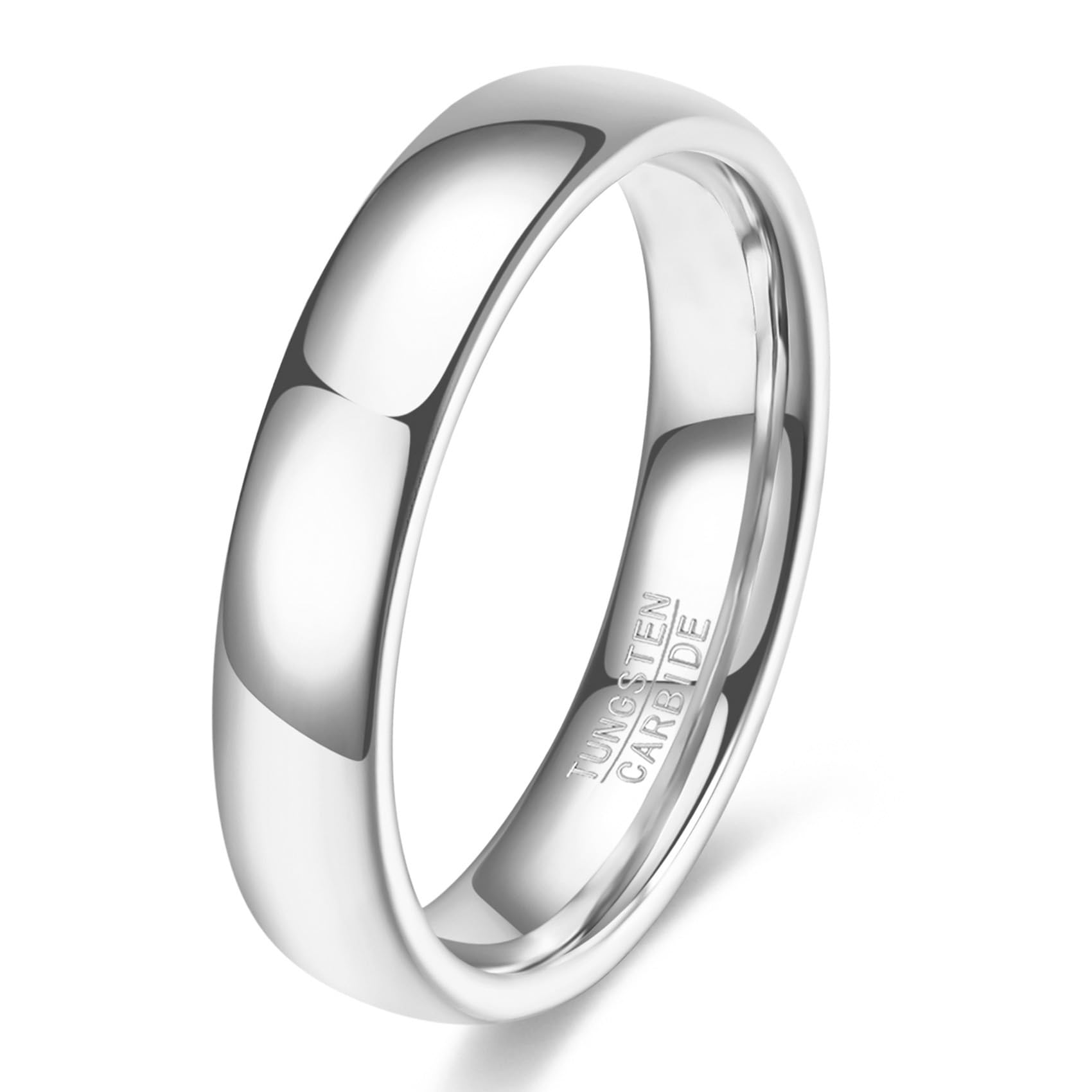 VQYSKO Tungsten Wedding Band Ring for Men Women | 2mm 4mm 6mm 8mm Gold Domed Tungsten Wedding Band Ring for Men Women High Polish Comfort Fit | Size 5