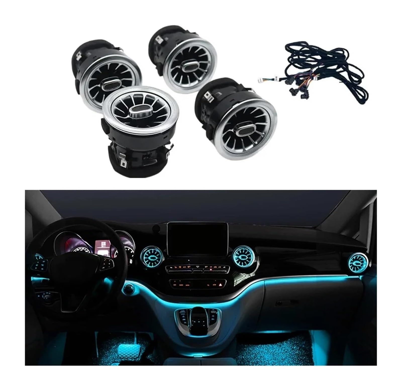 Kratka wylotowa AC do samochodu Benz do Vito W447 dla klasy V V220 V250d 2014-2023 samochodowa przednia deska rozdzielcza LED klimatyzacja odpowietrznik kratka AC