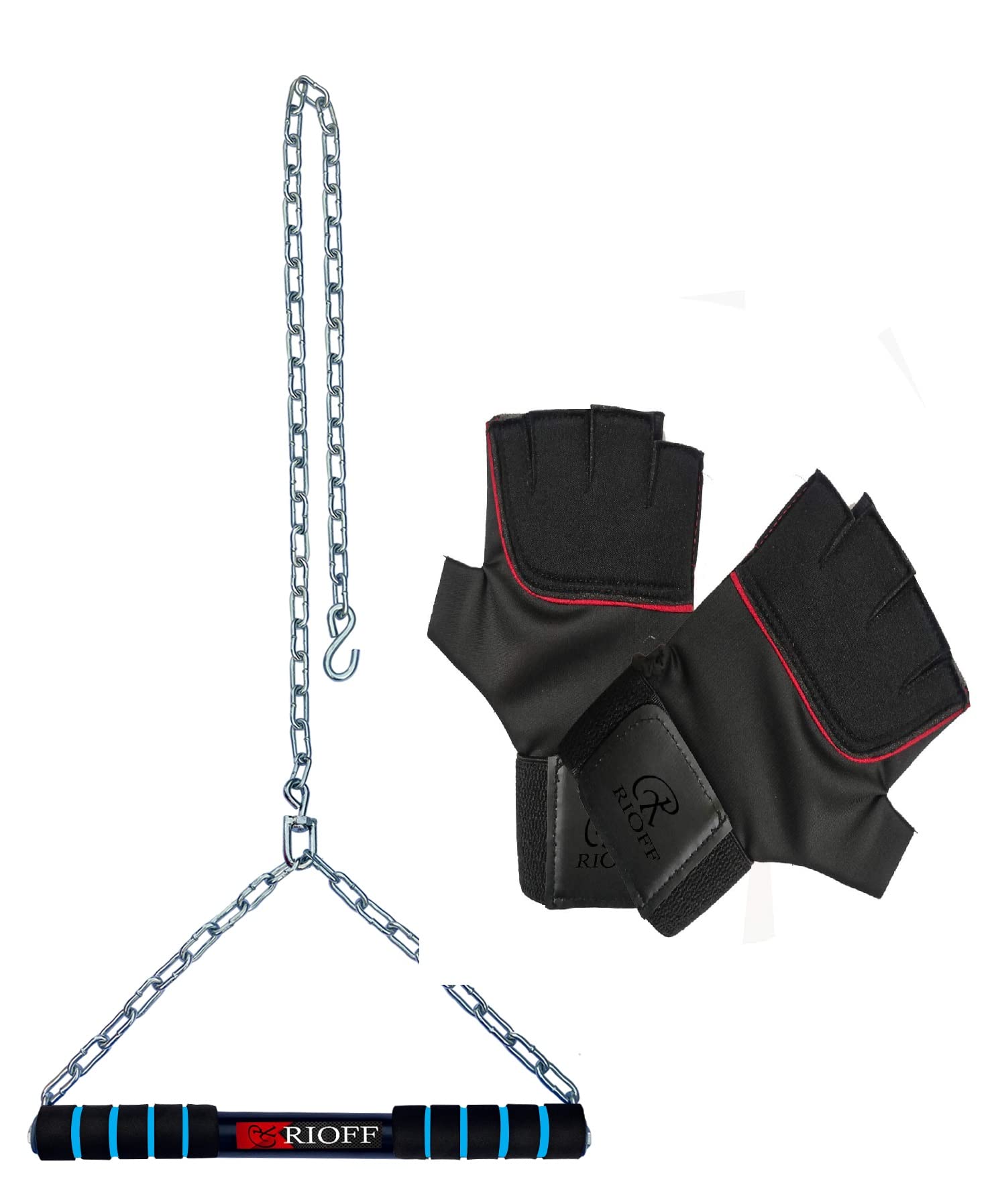 Rioff® Hanging Pull Up Bar for Height Increaser and Pull Exercise with Heavy Chain With Weight Lifting Gloves 6FT (B0B15G41L6) Amazon Price History, Amazon Price Tracker