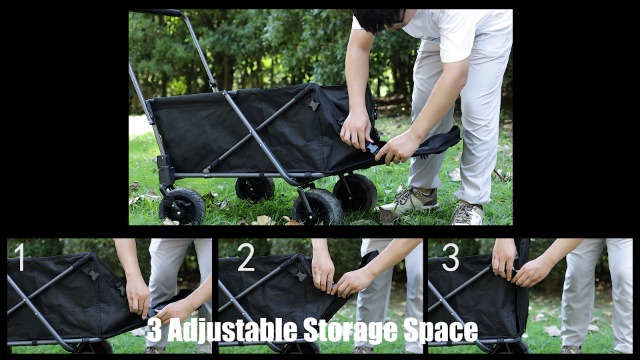 REDCAMP Carrito plegable para perros con 2 almohadillas de espuma para sentarse, 220 L, grande, plegable, para mascotas, carrito de jardín con ruedas para camping, deportes, compras