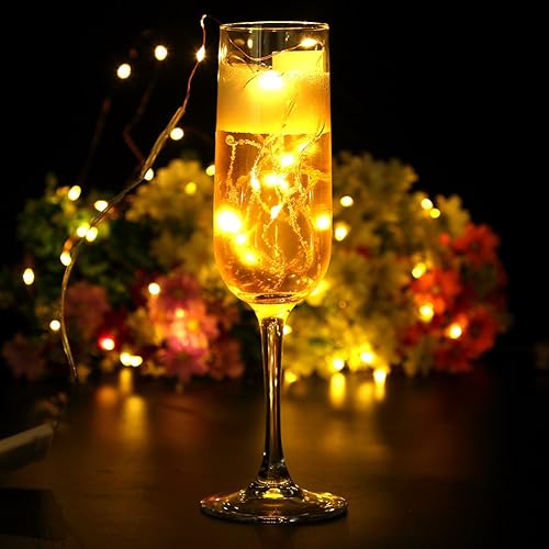 Miniatura 3 de Paquete de 4 luces LED de 16.4 pies y 2 paquetes de 60 luces LED de 20 pies, funciona con pilas con temporizador de control remoto, 8 modos de luces