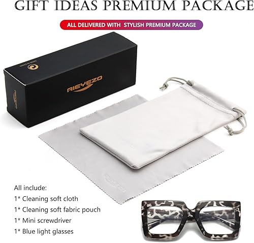 Miniatura 7 de AIEYEZO Gafas cuadradas de gran tamaño con luz azul para mujer, bonitas gafas de marco grande, gafas de computadora multicolor transparentes a la