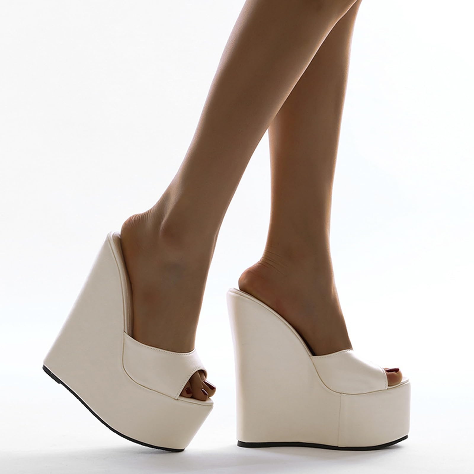 17CM Spessa Suola Zeppa Tacco Open Toe Tacco Alto Sandali Slip-On Pantofole Scarpe Formali