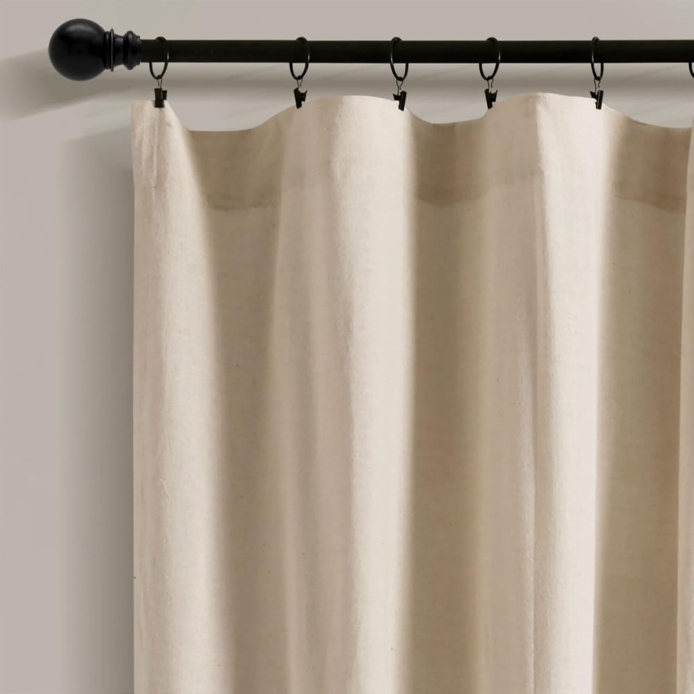 Faux Linen Grommet Color Block Window Curtain Panel | Lush Decor | Www