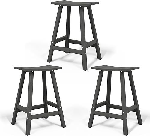 Miniatura 72 de Costaelm Juego de 2 taburetes de bar para todo tipo de clima, 29 pulgadas de altura, taburetes de bar Adirondack de polietileno para patio, terraza,