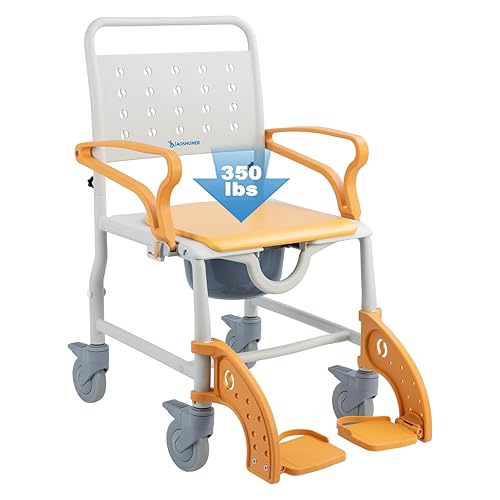 4-in-1 Rolling Shower Chair with Wheels for Elderly – Shower