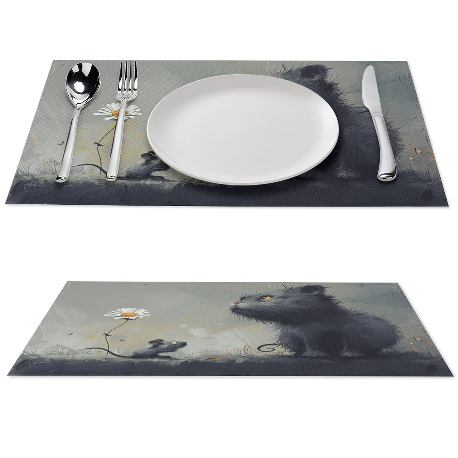 Sets de table motif chat lavables en PVC résistant