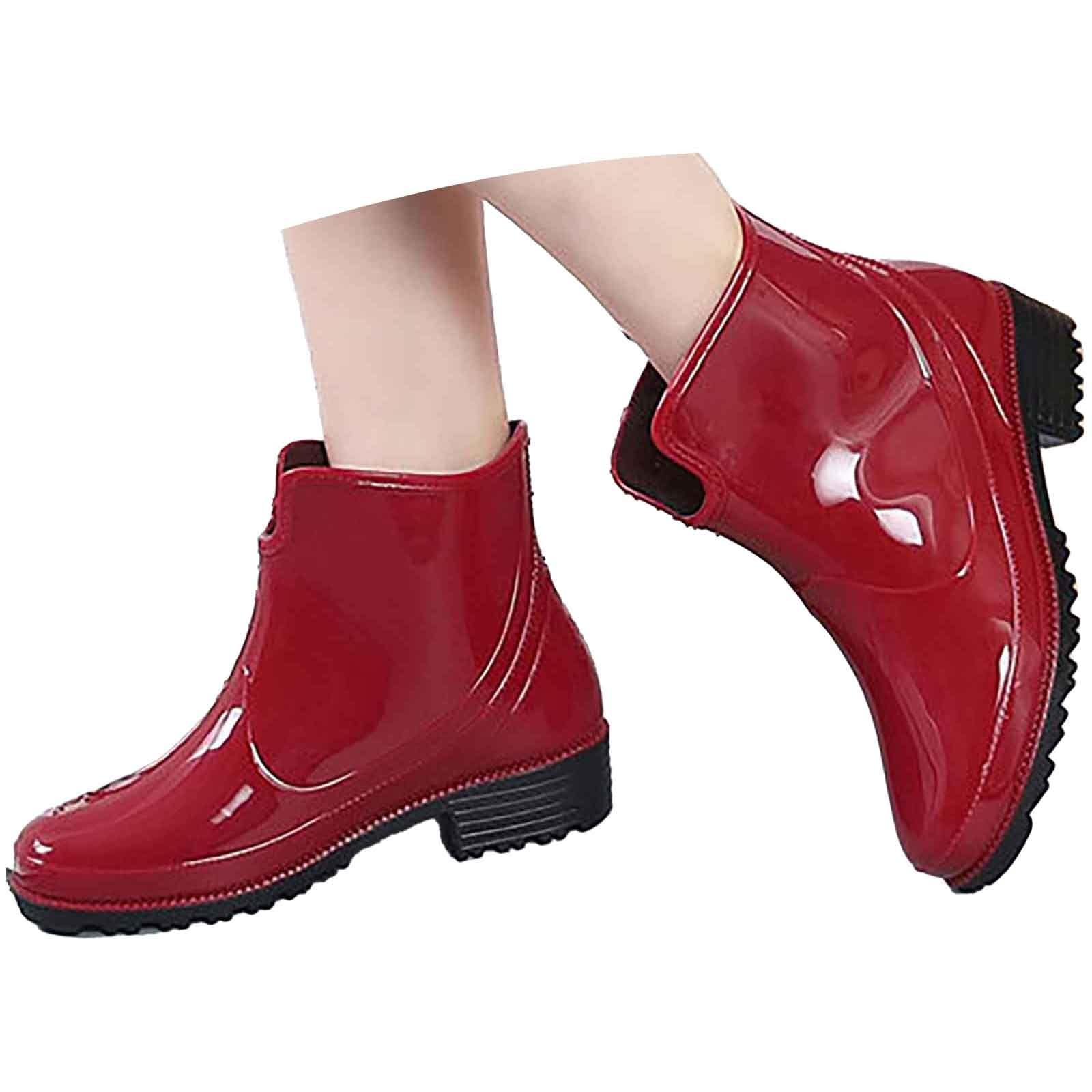 Bottes courtes en caoutchouc pour femme - Bottes mi-hautes en caoutchouc - Respirantes - Coupe-vent - Bottines de pluie en caoutchouc - Bottines de pluie confortables - Résistantes à l'abrasion